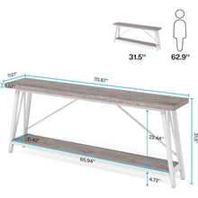 Load image into Gallery viewer, Heavy Duty 70-inch Industrial Grey Wood Top Sofa Table with White Metal Frame
