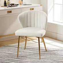 Load image into Gallery viewer, Ivory White Velvet Upholstered Wingback Accent Side Chair with Gold Metal Legs