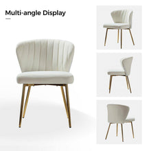 Load image into Gallery viewer, Ivory White Velvet Upholstered Wingback Accent Side Chair with Gold Metal Legs