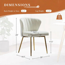 Load image into Gallery viewer, Ivory White Velvet Upholstered Wingback Accent Side Chair with Gold Metal Legs