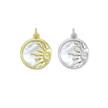 Load image into Gallery viewer, Gold Mother of Pearl Sun Coin Charm Pendant, Sku#LK1025