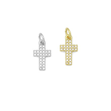 Load image into Gallery viewer, Gold Clear CZ Cross Charm Pendant, Sku#LK1106