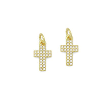 Load image into Gallery viewer, Gold Clear CZ Cross Charm Pendant, Sku#LK1106