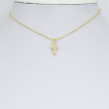 Load image into Gallery viewer, Gold Clear CZ Cross Charm Pendant, Sku#LK1106