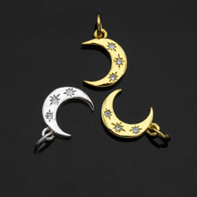 Load image into Gallery viewer, Dainty Gold Star Cresent Moon Charms, Dainty Charms, Moon Pendant, Gold Coin Pendant, Gold Necklace Charms, 9x12mm, Sku#LK114