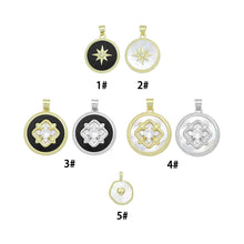 Load image into Gallery viewer, White Mother of Pearl Black Enamel Flower heart Star Heart Pendant,Sku#LK1252