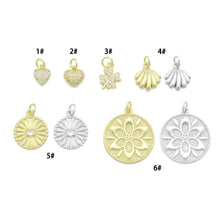 Load image into Gallery viewer, Clear CZ Gold Heart Clover Banana Round Coin Charm Pendant,Sku#LK1254
