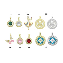 Load image into Gallery viewer, Colorful CZ Dance Girl Round Flower Butterfly Charm Pendant,Sku#LK1256