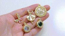 Load image into Gallery viewer, Colorful CZ Dance Girl Round Flower Butterfly Charm Pendant,Sku#LK1256