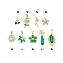 Load image into Gallery viewer, CZ Cherry Flower Crown clover Charm Pendant,Sku#LK1258