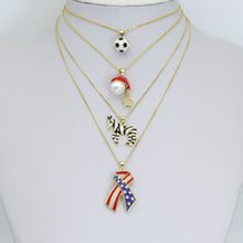Load image into Gallery viewer, American Flag Ribbon, Zebra Soccer ball Santa Hat Charm Pendant, Sku#LK1300
