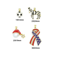 Load image into Gallery viewer, American Flag Ribbon, Zebra Soccer ball Santa Hat Charm Pendant, Sku#LK1300