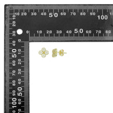 Load image into Gallery viewer, Clear CZ Gold Clover flower Stud Earrings, Sku#LK1302