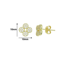 Load image into Gallery viewer, Clear CZ Gold Clover flower Stud Earrings, Sku#LK1302