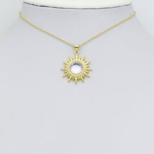 Load image into Gallery viewer, Clear CZ Gold Sunflower Moonstone Stud Earrings Pendant Charm, Sku#LK1303