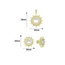 Load image into Gallery viewer, Clear CZ Gold Sunflower Moonstone Stud Earrings Pendant Charm, Sku#LK1303