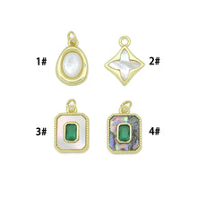 Load image into Gallery viewer, Abalone Mother of Pearl Gold Oval Rectangle Charm Pendant, Sku#LK1304