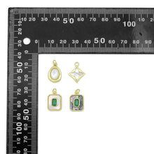 Load image into Gallery viewer, Abalone Mother of Pearl Gold Oval Rectangle Charm Pendant, Sku#LK1304