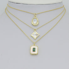 Load image into Gallery viewer, Abalone Mother of Pearl Gold Oval Rectangle Charm Pendant, Sku#LK1304