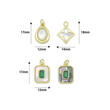 Load image into Gallery viewer, Abalone Mother of Pearl Gold Oval Rectangle Charm Pendant, Sku#LK1304