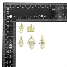 Load image into Gallery viewer, Bible Angel Gold Evil Eye On Hamsa Hand Charm Pendant, Sku#LK1305