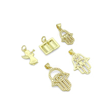 Load image into Gallery viewer, Bible Angel Gold Evil Eye On Hamsa Hand Charm Pendant, Sku#LK1305