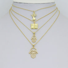 Load image into Gallery viewer, Bible Angel Gold Evil Eye On Hamsa Hand Charm Pendant, Sku#LK1305