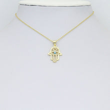 Load image into Gallery viewer, Bible Angel Gold Evil Eye On Hamsa Hand Charm Pendant, Sku#LK1305