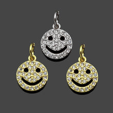 Load image into Gallery viewer, CZ Micro Pave Smiley Face Shape Pendant/Charm,Cubic Zirconia Charm, Necklace Bracelet Earring Charm Pendant,9x11mm, Sku#LK218