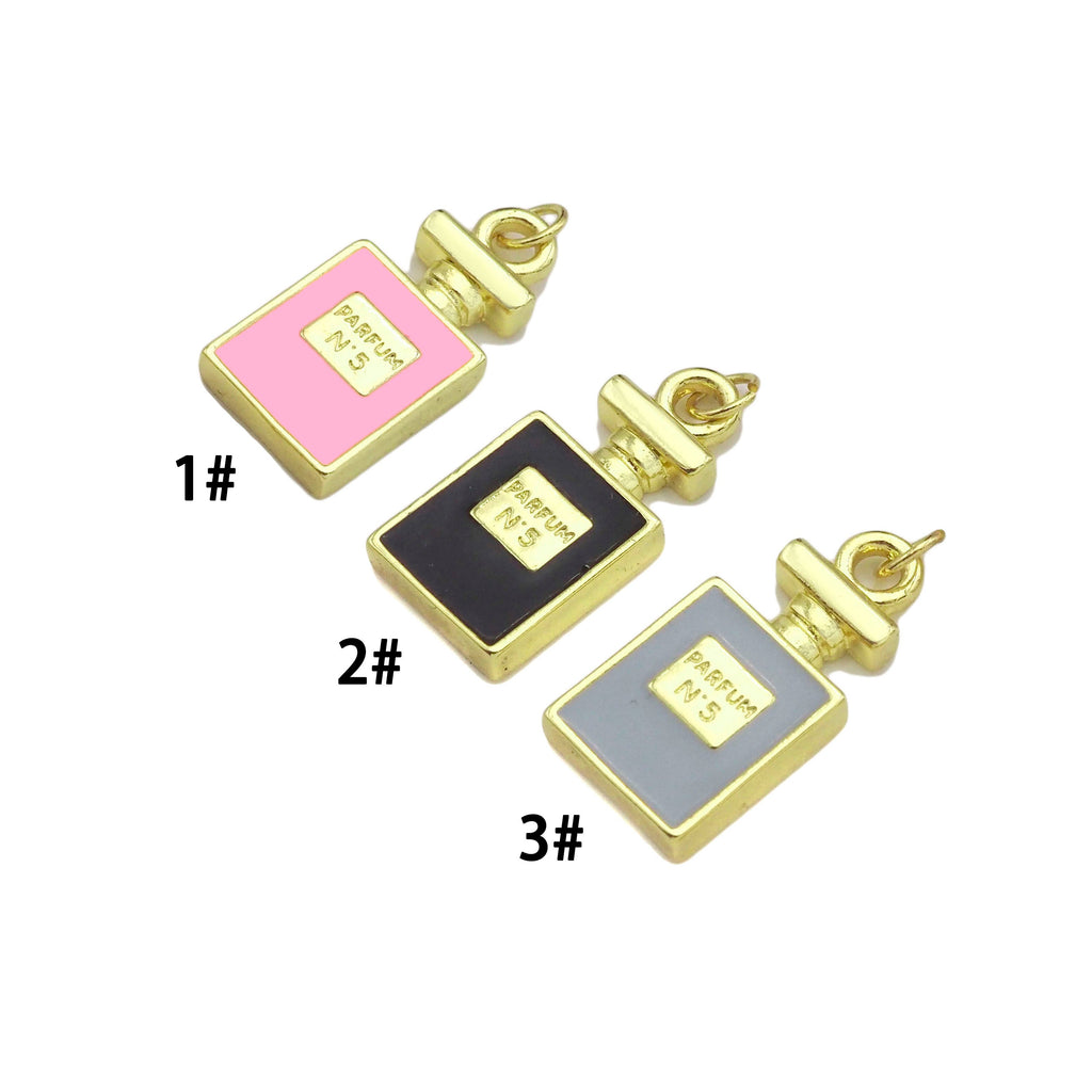 Enamel Colorful Perfume Bottle Shape Pendant,Light Pink Black Grey Pink Enamel Jewelry,12x25mm,Sku#LK291