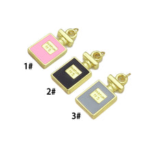 Load image into Gallery viewer, Enamel Colorful Perfume Bottle Shape Pendant,Light Pink Black Grey Pink Enamel Jewelry,12x25mm,Sku#LK291