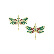 Load image into Gallery viewer, Colorful Enamel Dragonfly Shape Pendant,18K Gold Filled Fuchsia CZ Micro Pave Dragonfly Charm, Necklace Bracelet Charm Pendant, Sku#LK573