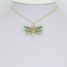 Load image into Gallery viewer, Colorful Enamel Dragonfly Shape Pendant,18K Gold Filled Fuchsia CZ Micro Pave Dragonfly Charm, Necklace Bracelet Charm Pendant, Sku#LK573