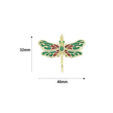 Load image into Gallery viewer, Colorful Enamel Dragonfly Shape Pendant,18K Gold Filled Fuchsia CZ Micro Pave Dragonfly Charm, Necklace Bracelet Charm Pendant, Sku#LK573