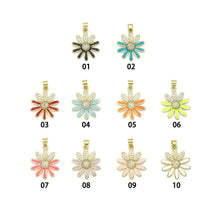 Load image into Gallery viewer, CZ Enamel Sunflower Charm,Daisy flower charm, Sku#LK580