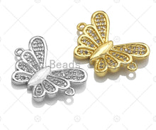 Load image into Gallery viewer, 18K Gold Clear CZ Micro Pave Butterfly Connector, Sku#LK65