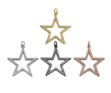 Load image into Gallery viewer, Gold Five Point Star Shape Pendant,  Frame Star Charm, Pave Star Pendant, Gold plated, 27mm, Sku#LK81