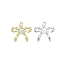 Load image into Gallery viewer, Gold Silver White Pearl Bowknot Charm Pendant, Sku#LK963