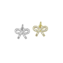Load image into Gallery viewer, Gold Clear CZ Bowknot Charm Pendant, Sku#LK974