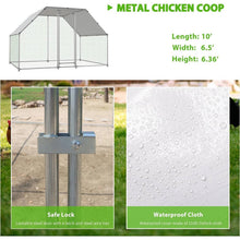 Load image into Gallery viewer, 10-Ft x 6.5-Ft Outdoor Walk-in Metal Chicken Coop with Water-Resistant Cover