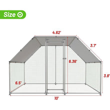 Load image into Gallery viewer, 10-Ft x 6.5-Ft Outdoor Walk-in Metal Chicken Coop with Water-Resistant Cover