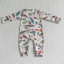 Load image into Gallery viewer, Fish print long sleeve baby boy romper