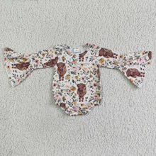 Load image into Gallery viewer, Highland cow long sleeve baby girls romper