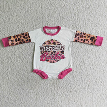 Load image into Gallery viewer, Hot pink leopard long sleeve party baby western romper