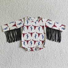 Load image into Gallery viewer, Cow cactus long sleeves tassels baby western romper