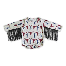 Load image into Gallery viewer, Cow cactus long sleeves tassels baby western romper