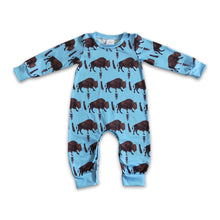 Load image into Gallery viewer, Blue cows long sleeve brown kids boy romper