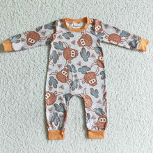 Load image into Gallery viewer, Highland cow cactus long sleeve brown baby boy romper