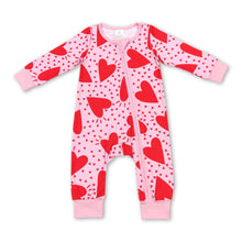 Load image into Gallery viewer, Pink heart long sleeves baby girls valentine's romper