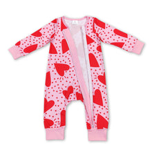 Load image into Gallery viewer, Pink heart long sleeves baby girls valentine's romper